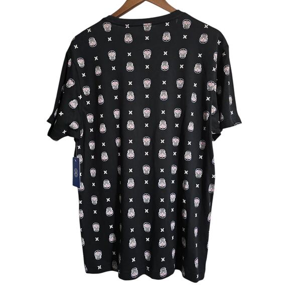 Hurley Black Graphic T-Shirt Mens Medium Day of the Dead Sugar Skull Calavera - Picture 4 of 9